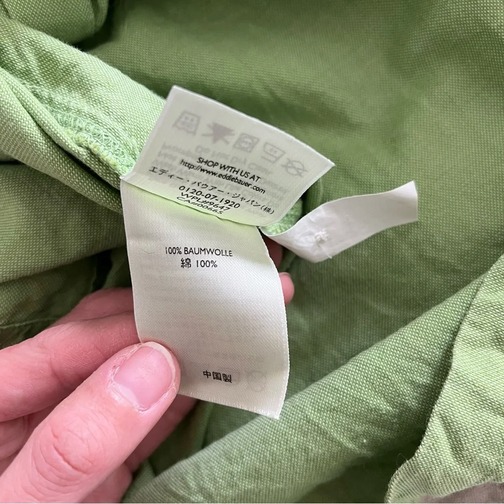 Eddie Bauer XL Green Short Sleeved Button Up Collared Shirt 100% Cotton - Picture 4 of 7